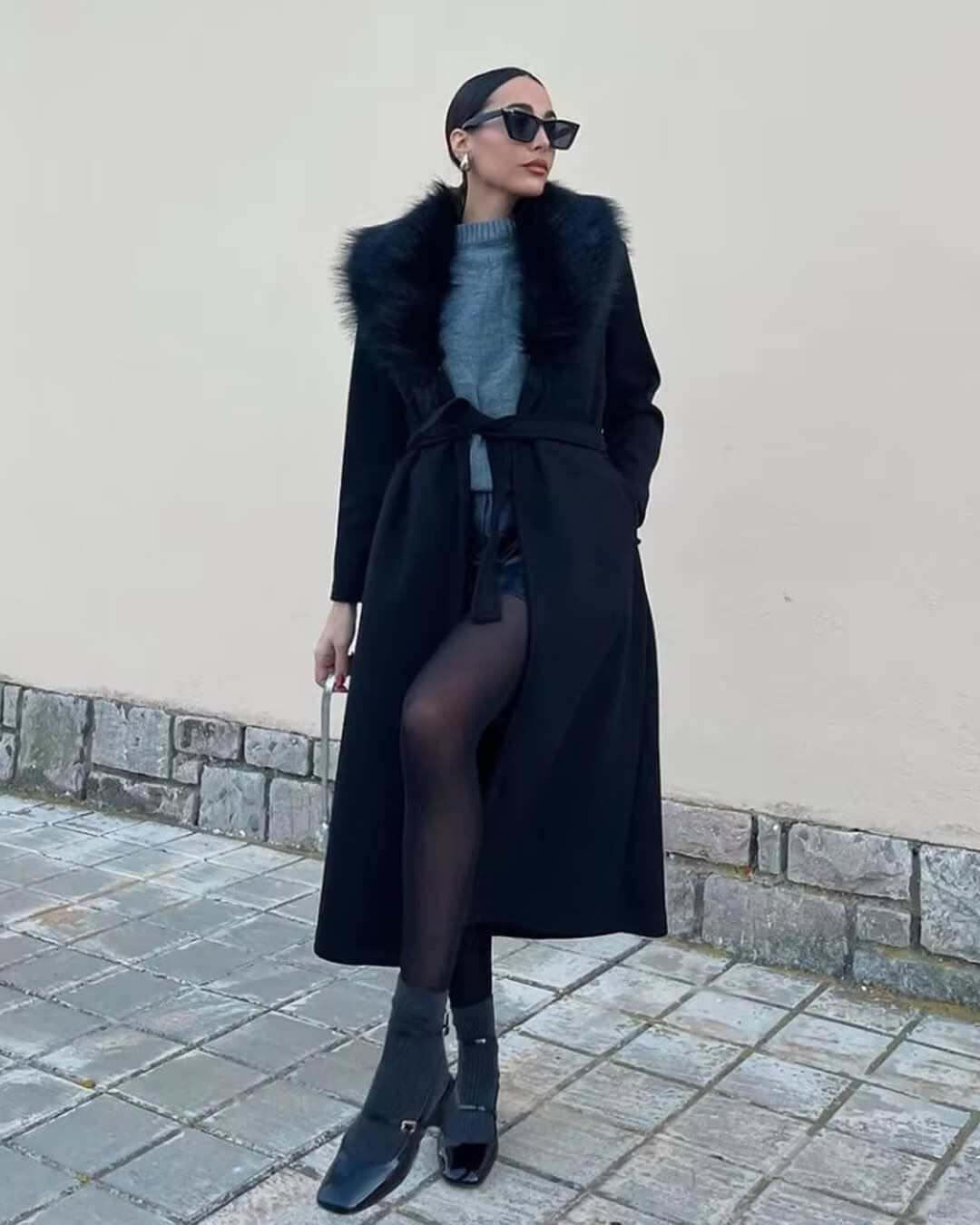 ZEYA - Josie Faux Fur Collar Maxi Coat
