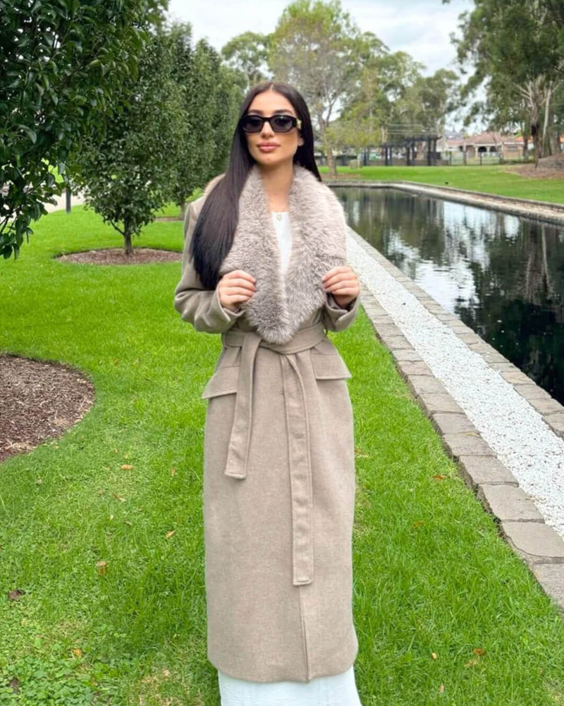 ZEYA - Josie Faux Fur Collar Maxi Coat