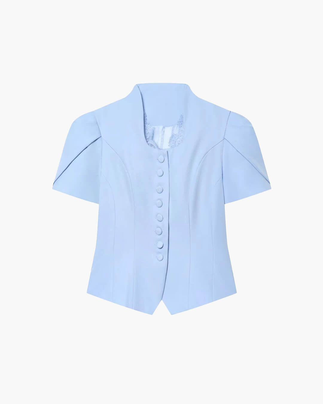 Leah Button Front Stand Collar Top
