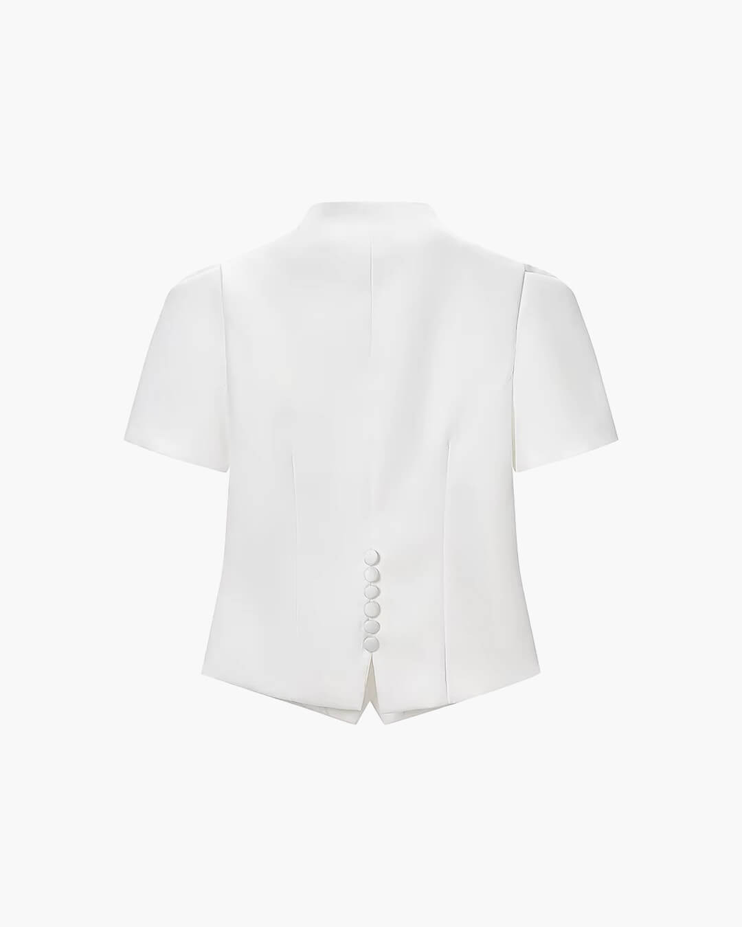Leah Button Front Stand Collar Top