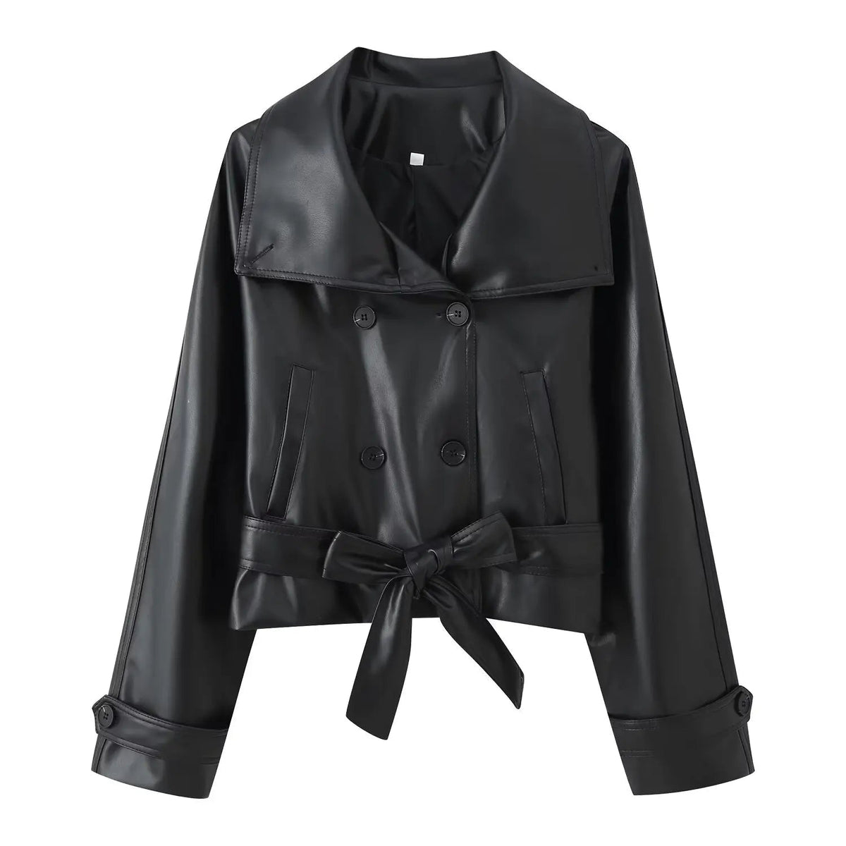 ZEYA - Julie Faux Leather Lace-Up Trench Coat