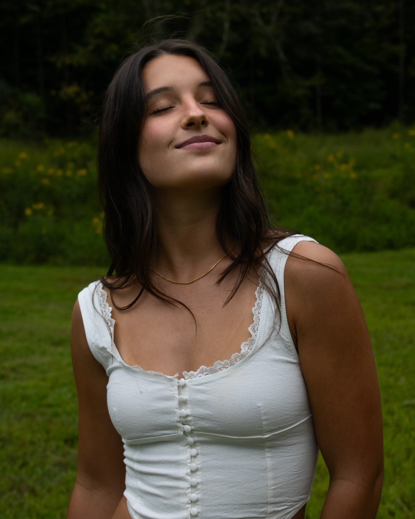 ZEYA - Juno Lace Trim Strappy Button Top