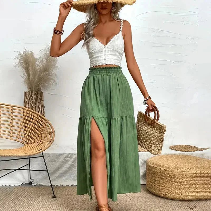 ZEYA - Kalia Bohemian Midi Ruffle Skirt
