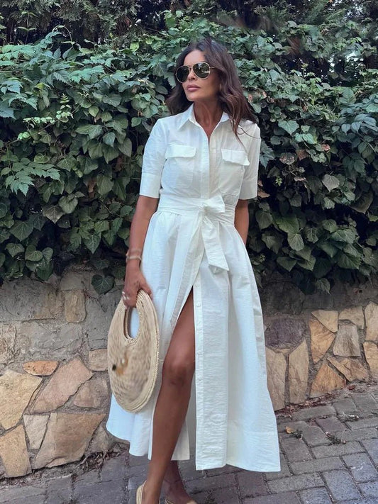 ZEYA - Karen Bow Tie-Waist Shirt Dress
