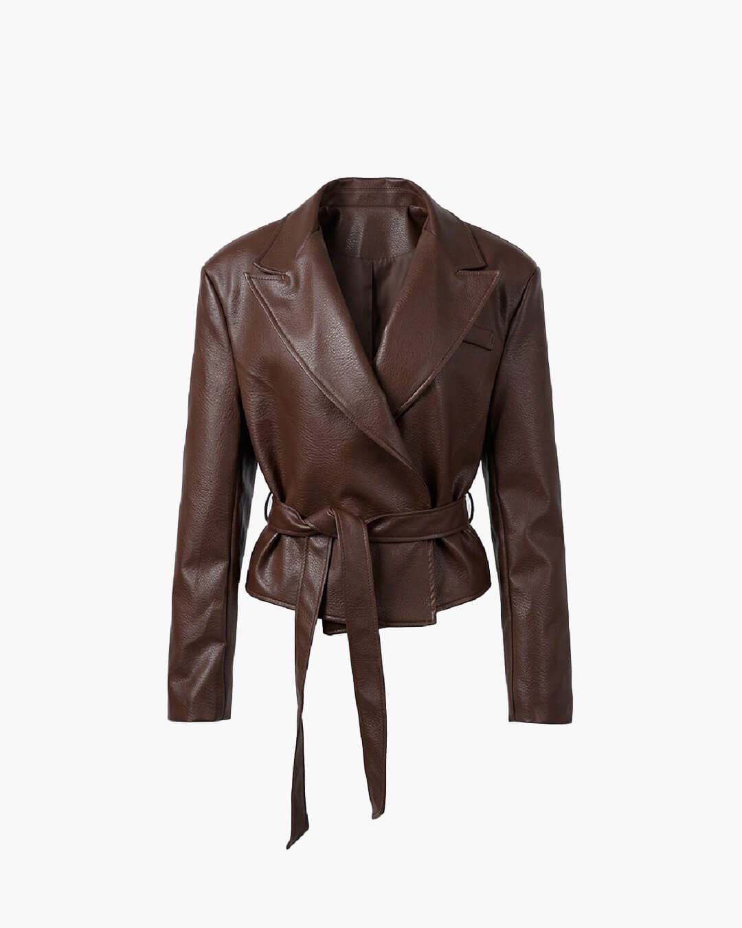 ZEYA - Kate Lace-Up Faux Leather Blazer Jacket