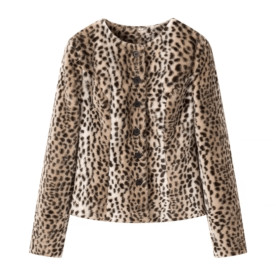 ZEYA - Katie Leopard Faux Fur Cropped Jacket