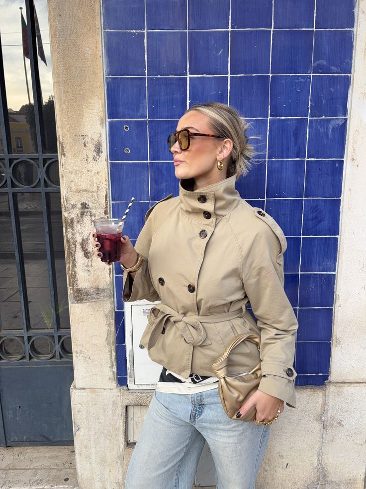 ZEYA - Kiarra Stand Collar Crop Trenchcoat
