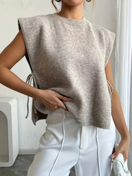 Laura Knitted Pullover Top with Bows
