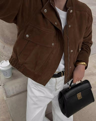 Laura Faux Suede Bomber Jacket
