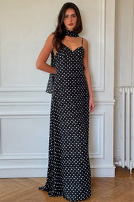 Lauren Polka Dot Backless Maxi Dress