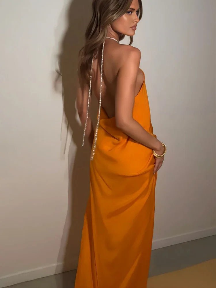 ZEYA - Leah Sequin Halter Maxi Dress