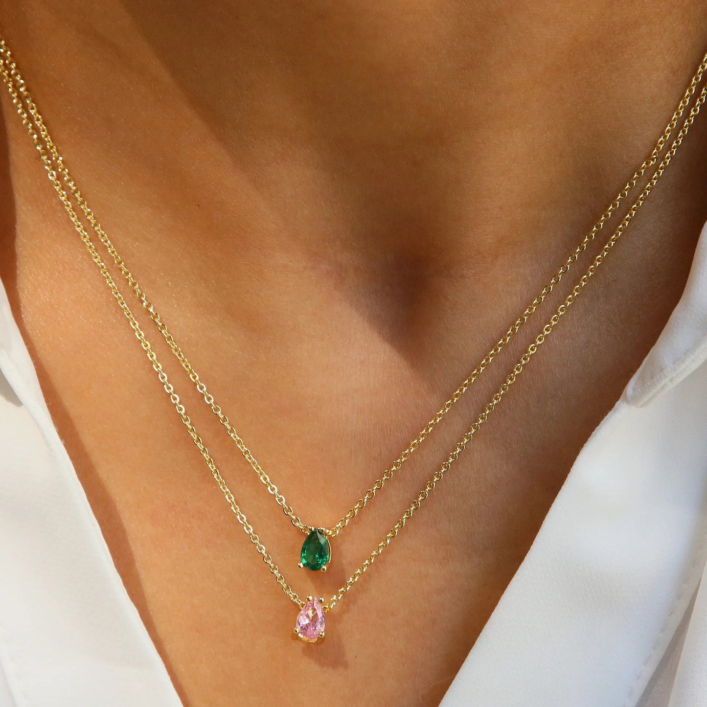ZEYA - Lilith Necklace - Teardrop Pendant with Birthstone Zirconia Stones for Women