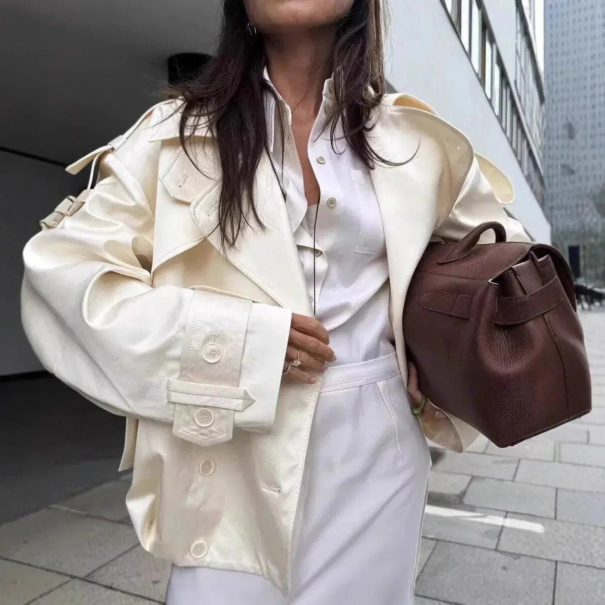 ZEYA - Linda Retro Double-Button Windbreaker Jacket