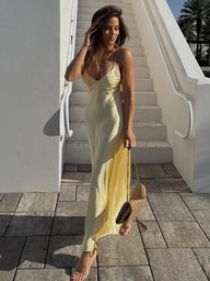 Liora Satin Backless Maxi Dress