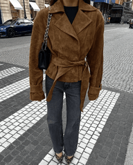 Lisa Faux Suede Belted Wrap Jacket
