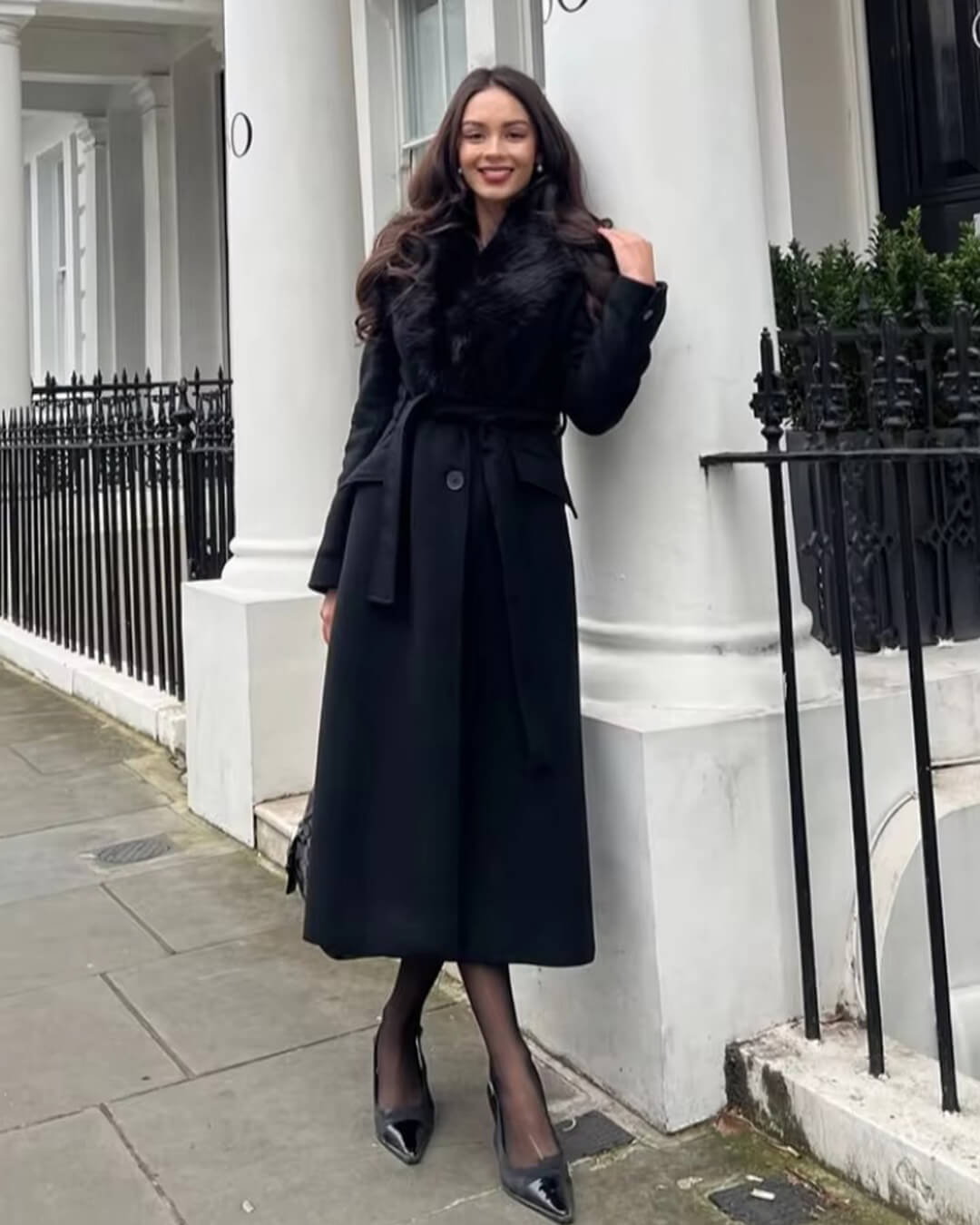 ZEYA - Lola Faux Fur Collar Maxi Coat