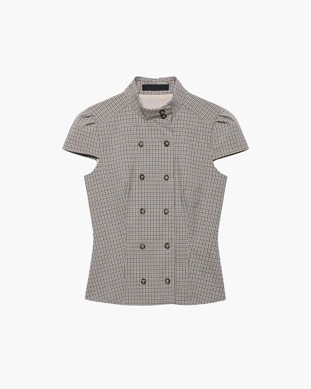 ZEYA - Lola Plaid High Neck Fitted Blouse