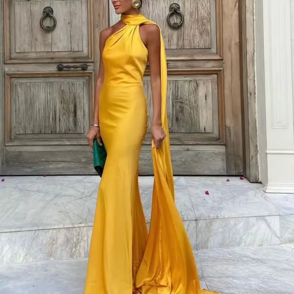 ZEYA - Loredana Halter Silk Satin Maxi Dress