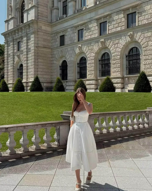 ZEYA - Lori Sleeveless Sweetheart Midi Dress