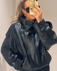 Veste en simili cuir asymétrique Lucille