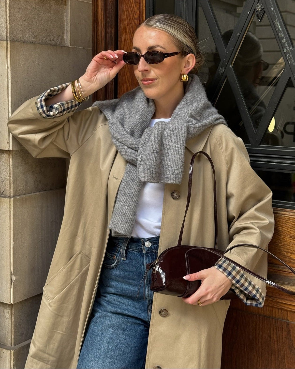 ZEYA - Lucy Check-Accent Trench Coat