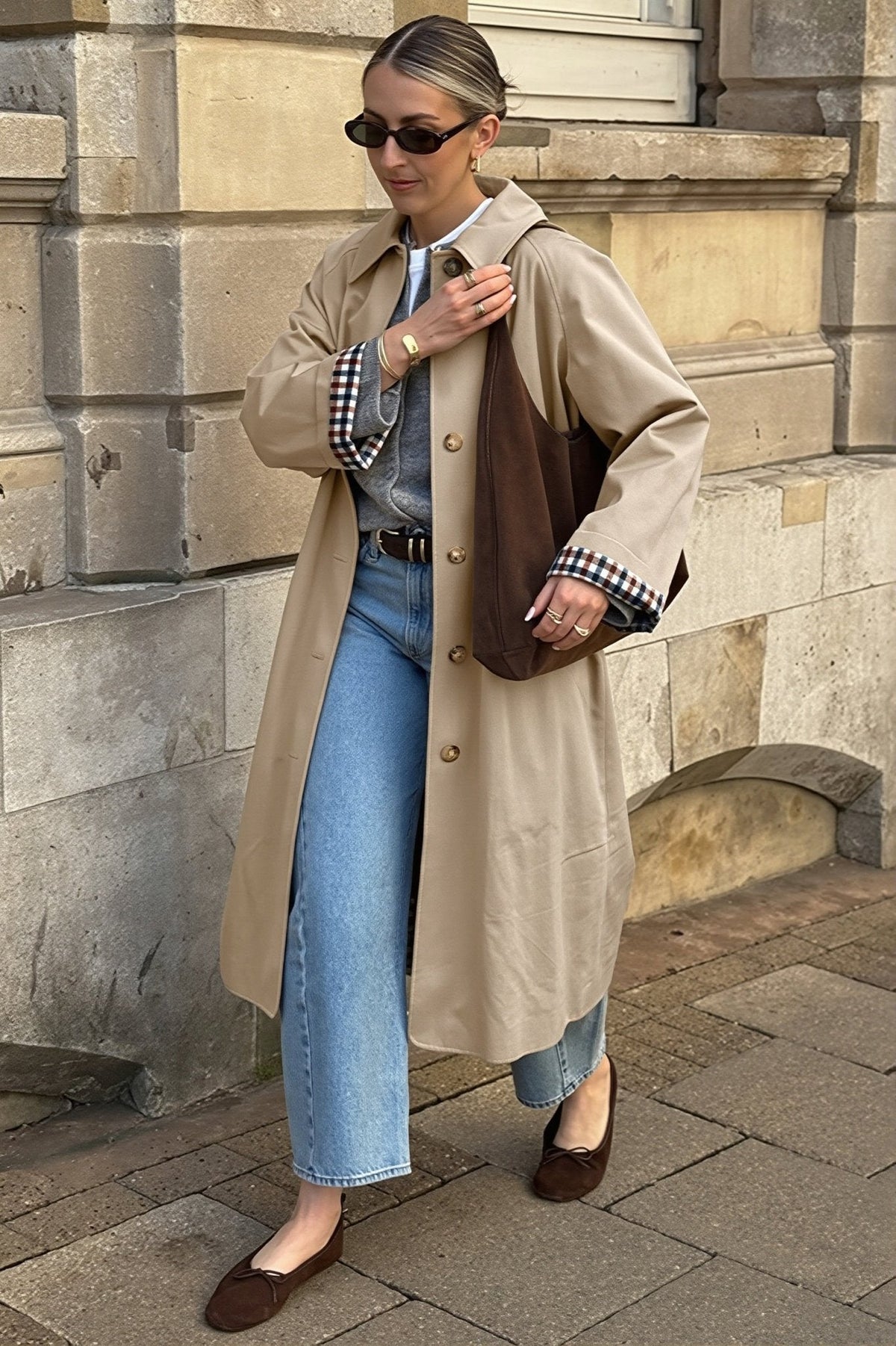 ZEYA - Lucy Check-Accent Trench Coat