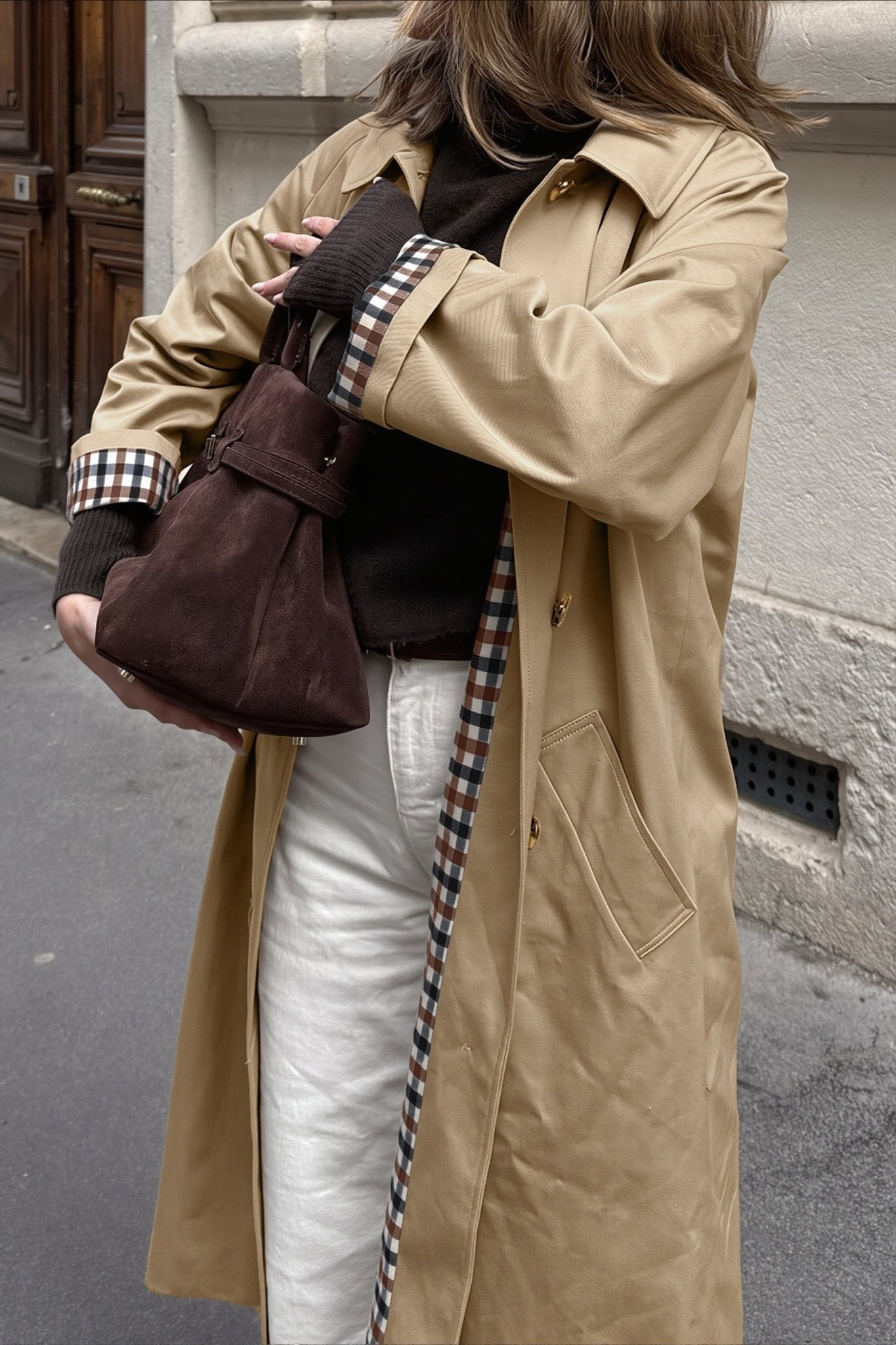 ZEYA - Lucy Check-Accent Trench Coat