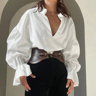 Mara V-Neck Puff Sleeve Blouse