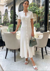 Margaux Button-Front Knit Midi Dress