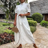 Robe longue lacée brodée Naomi