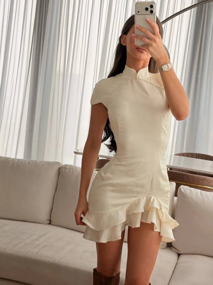 ZEYA - Mariana Satin Patchwork Lace Collar Dress