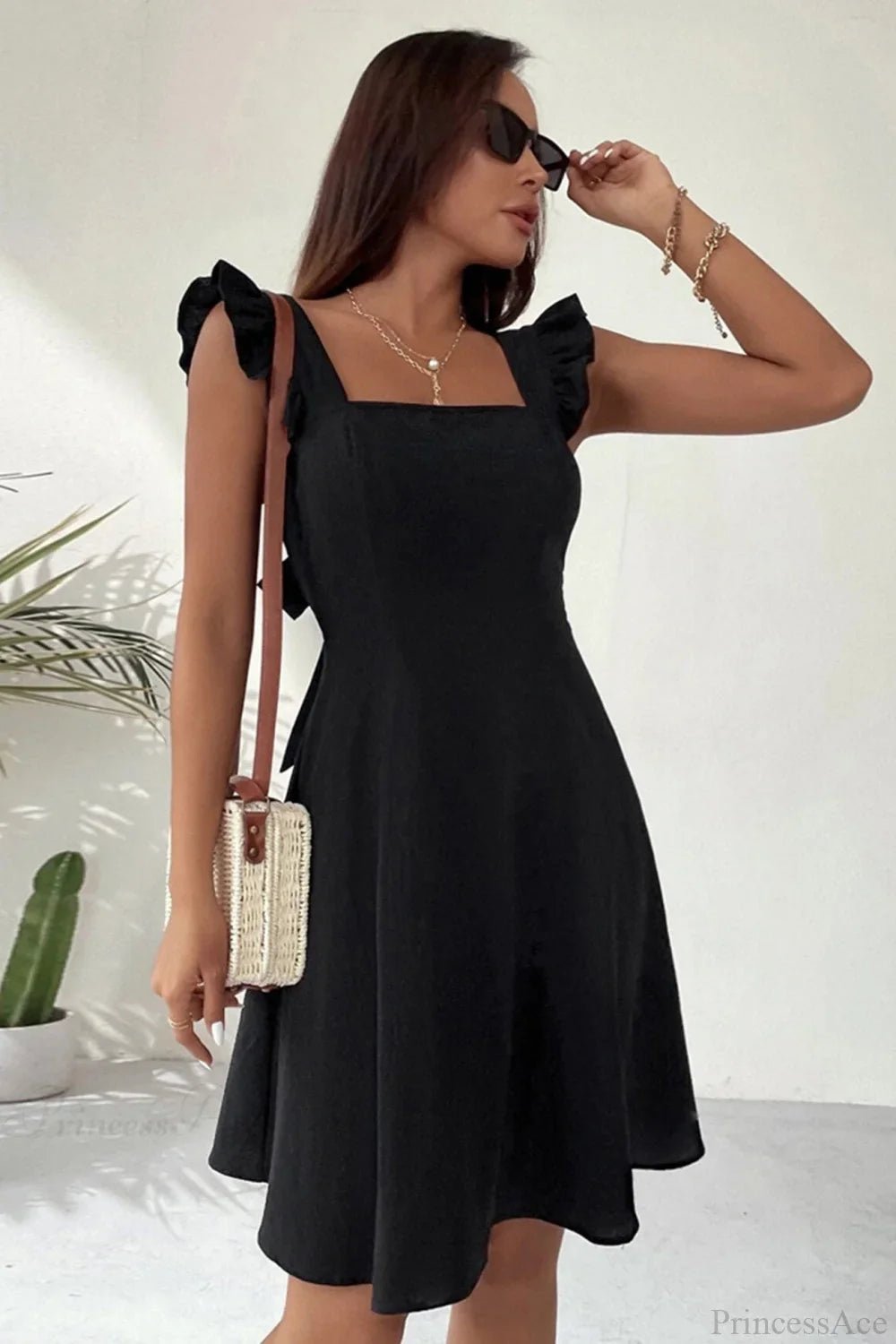 ZEYA - Mary Ruffle Tie-Back Mini Dress