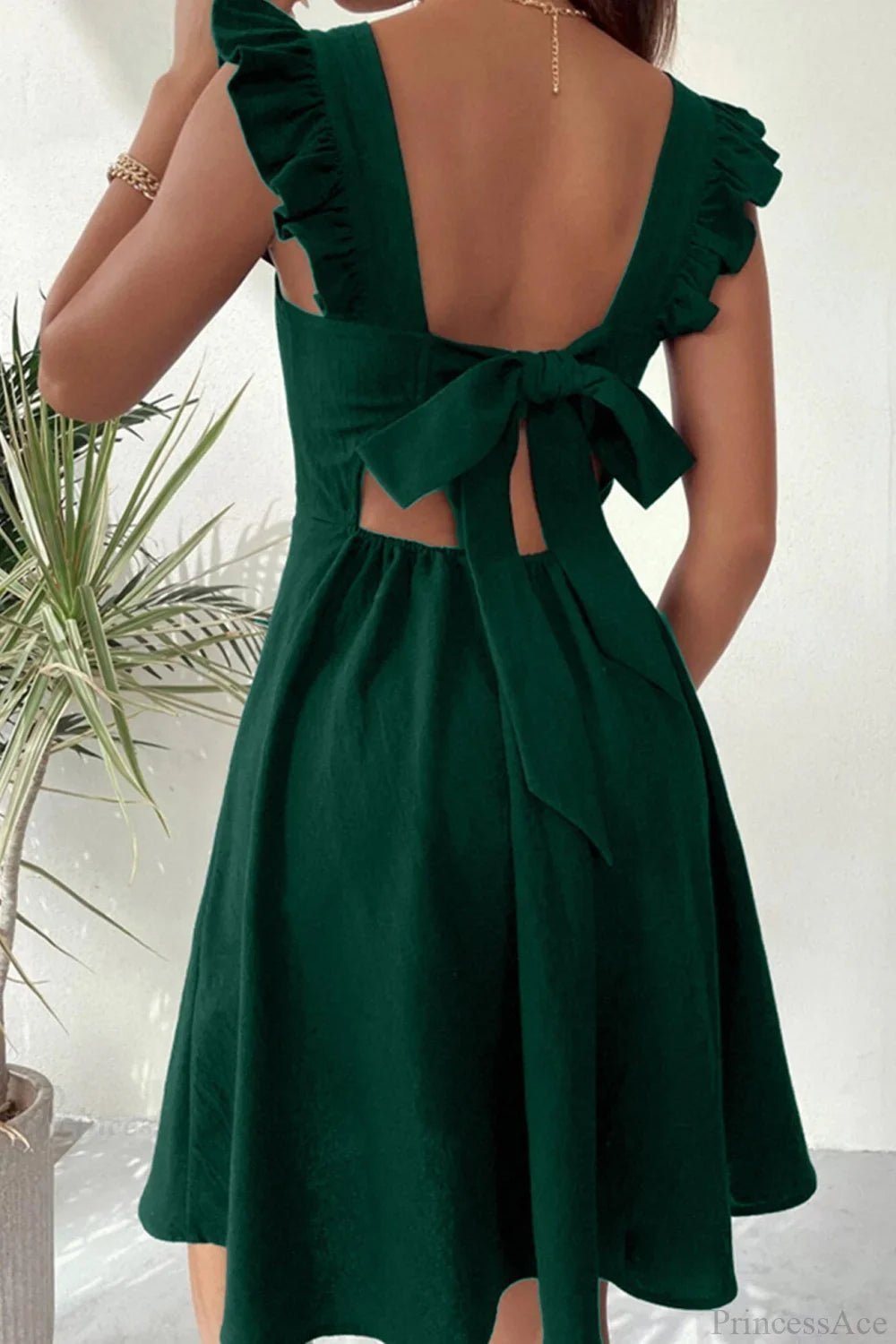 ZEYA - Mary Ruffle Tie-Back Mini Dress