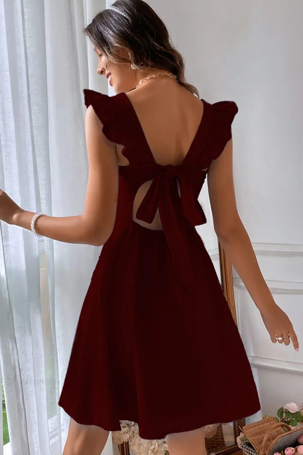ZEYA - Mary Ruffle Tie-Back Mini Dress