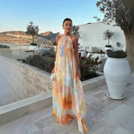 Robe maxi Megan à col halter et laçage