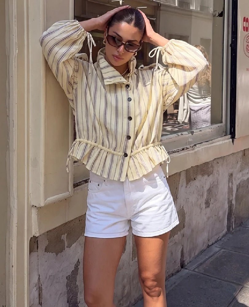ZEYA - Melanie Striped Stand Collar Jacket