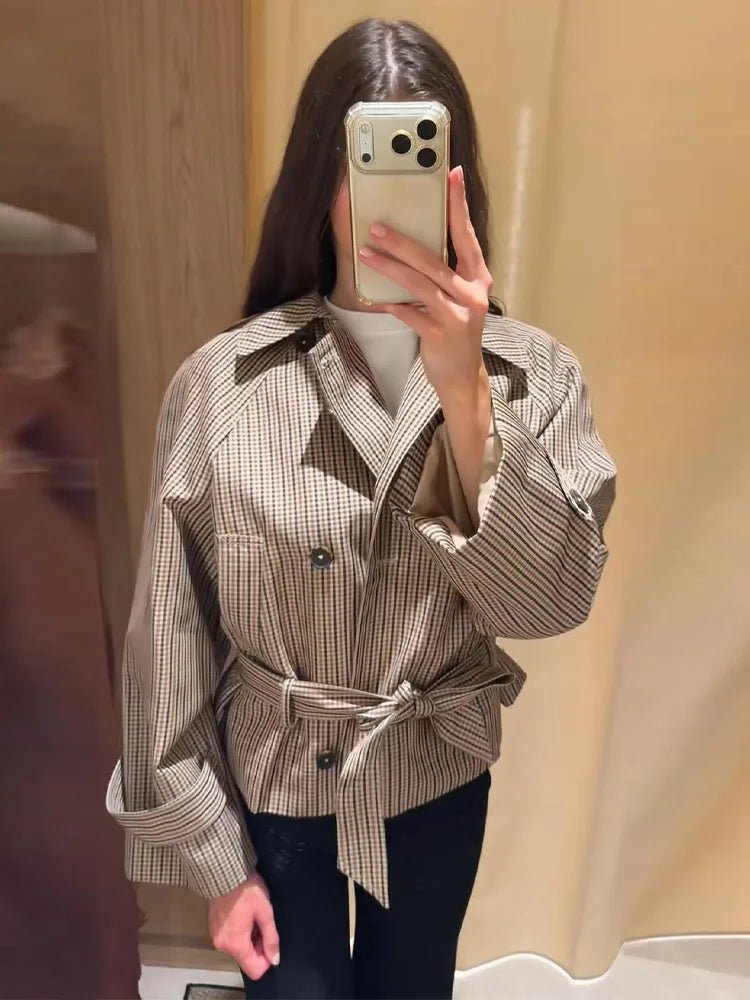 ZEYA - Melissa Plaid Belted Trench Coat