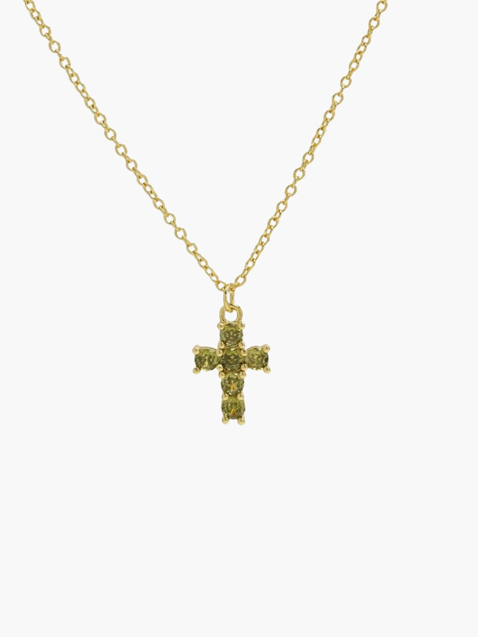 ZEYA - Miya Birthstone Necklace - Elegant Cross Pendant with Zircon for Women