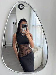 Robe longue Nancy avec détails en dentelle