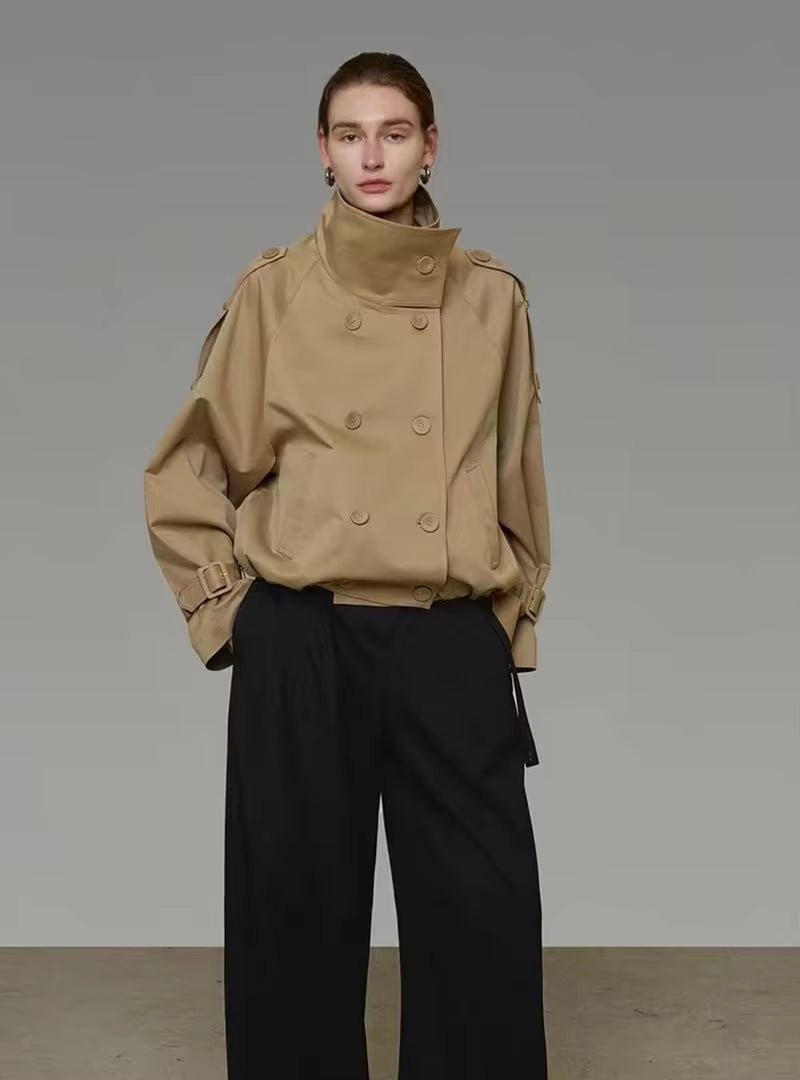 ZEYA - Natalie High Funnel Neck Cropped Trench Jacket