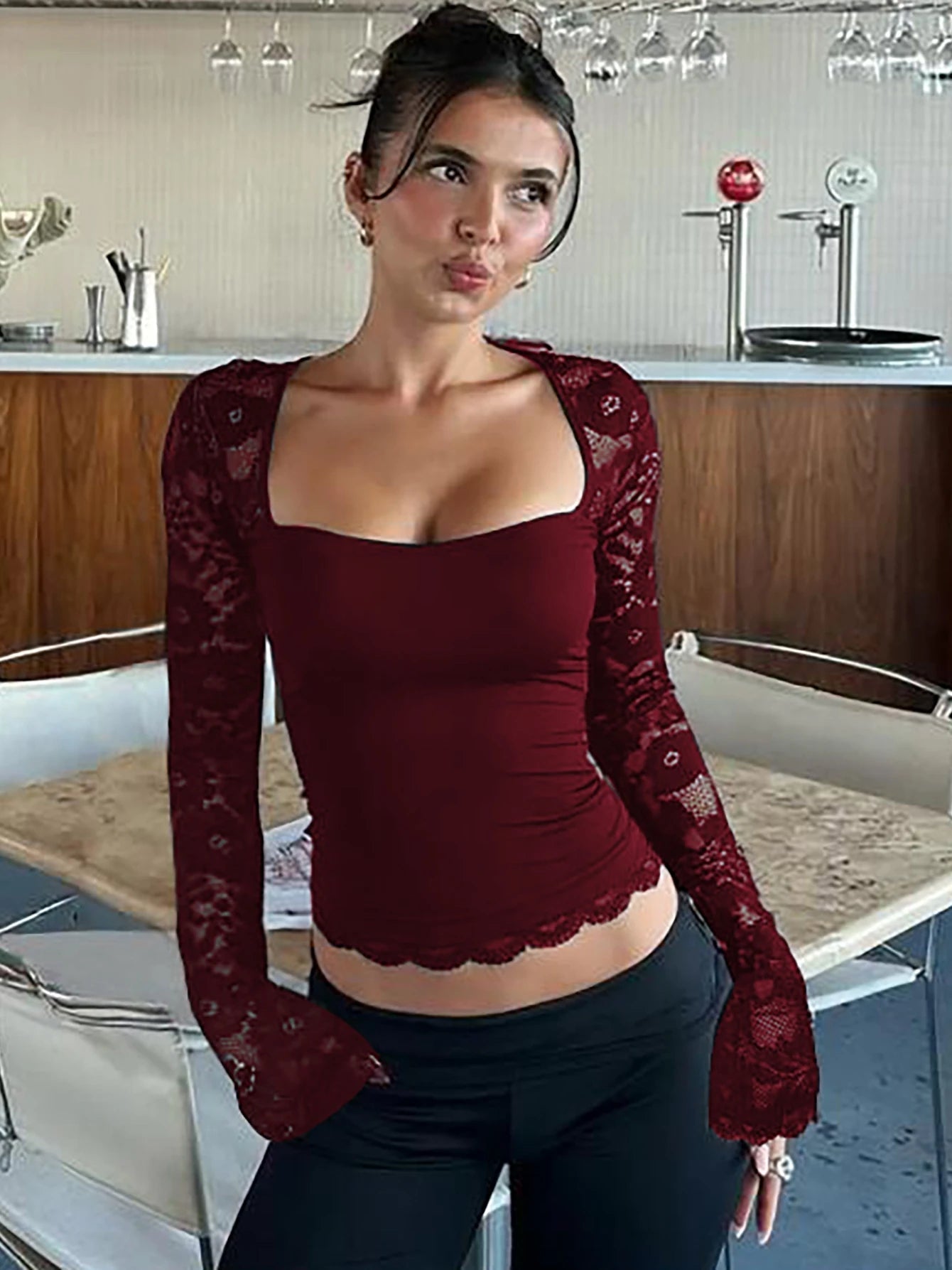 ZEYA - Nayeli Floral Lace Crop Top