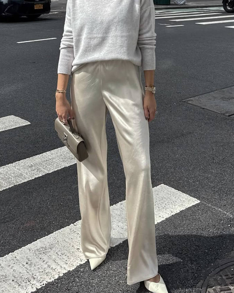 ZEYA - Nenita Wide Leg Satin Trousers