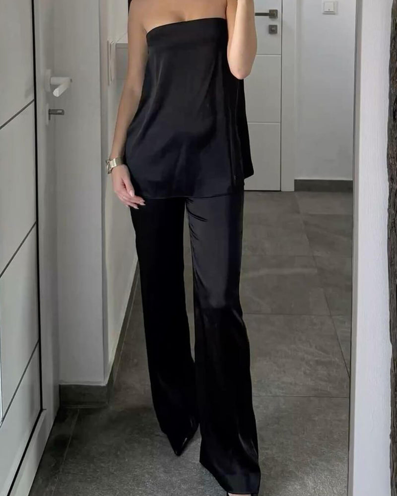 ZEYA - Nenita Wide Leg Satin Trousers