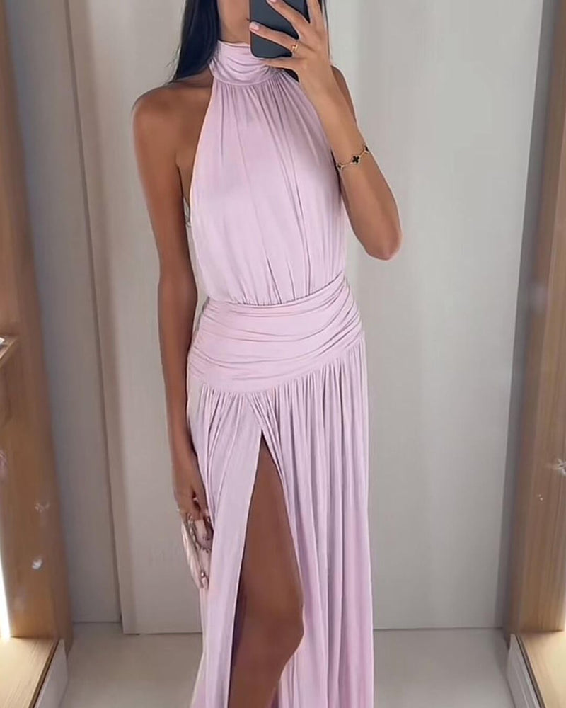 ZEYA - Neve Halter Pleated Maxi Dress