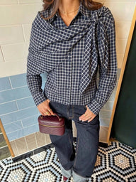 Nicole Plaid Scarf-Tie Shirt