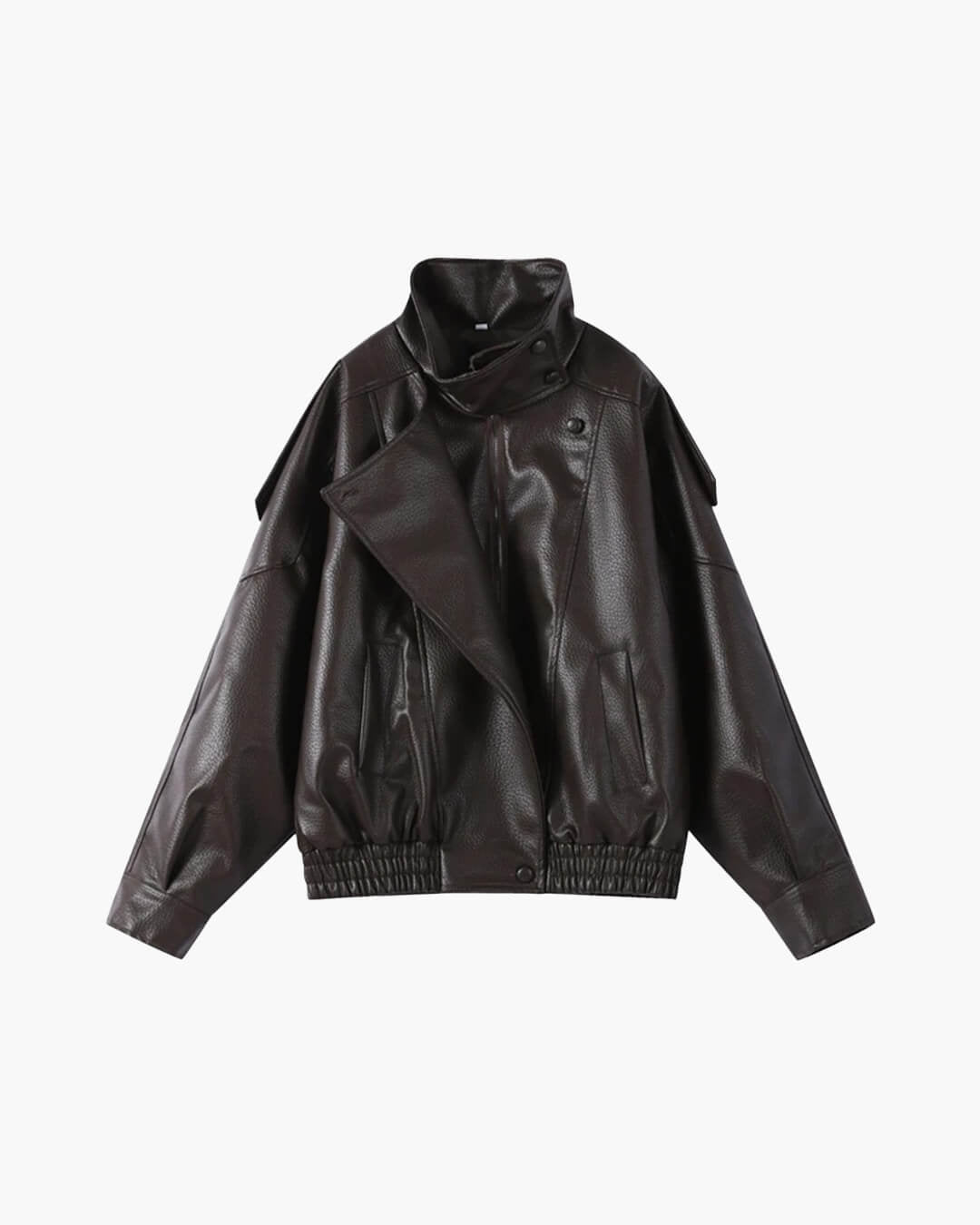 ZEYA - Nikka Faux Leather Stand Collar Jacket