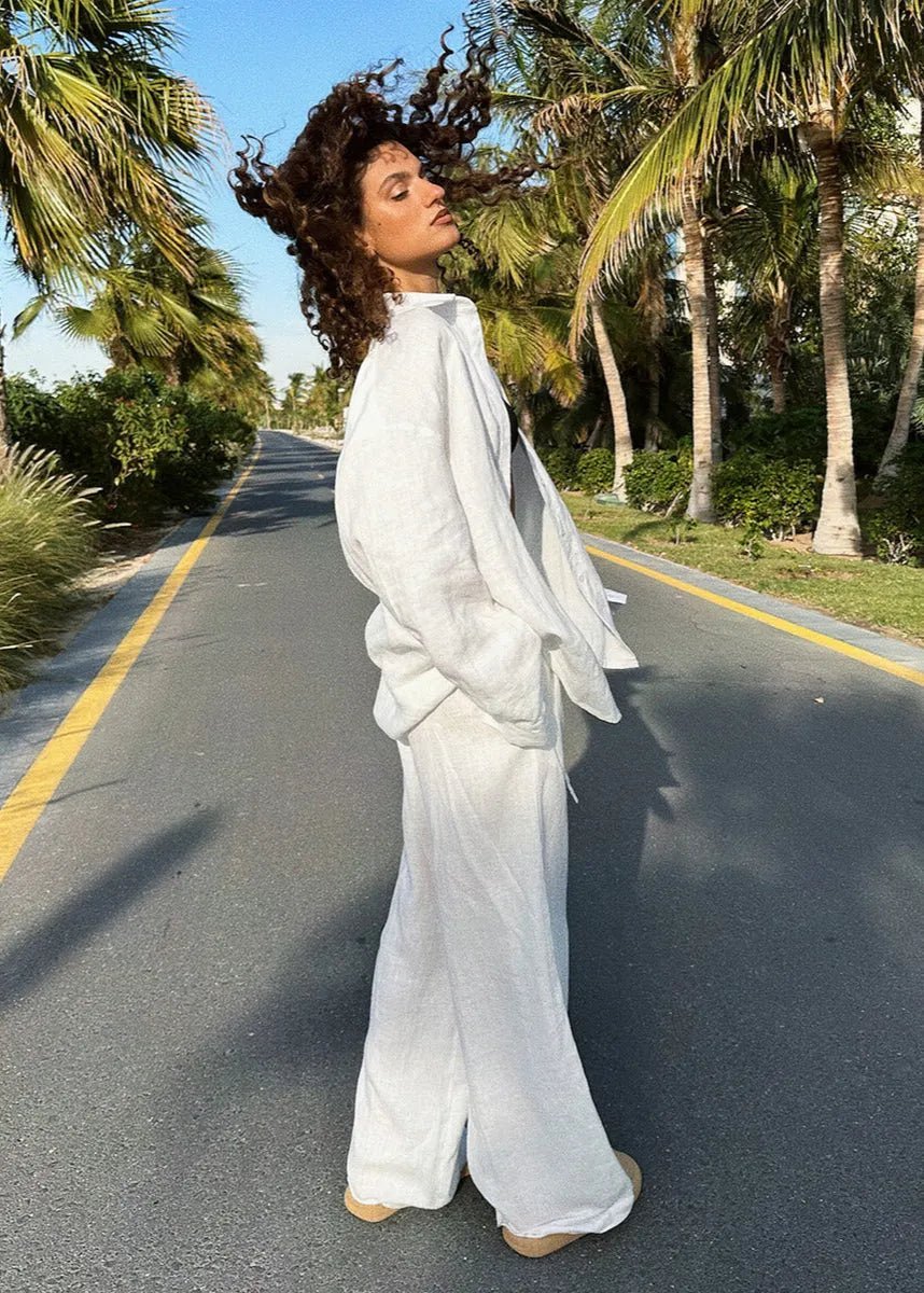 ZEYA - Nyla Cotton Shirt & Lounge Pants Set