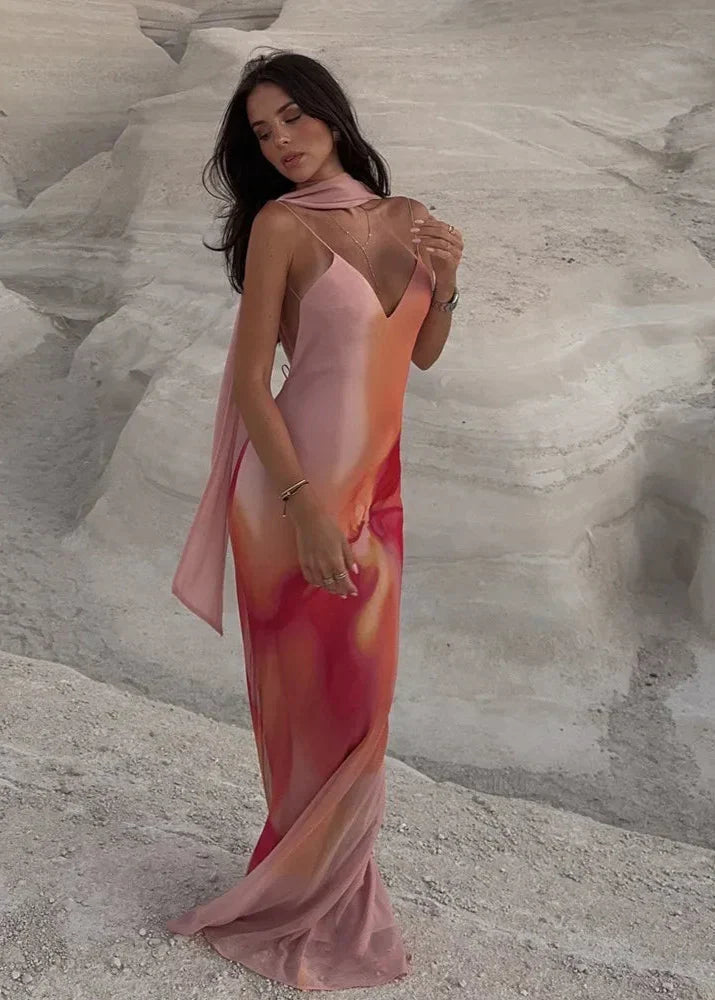 ZEYA - Octavia Open-Back Ombre Satin Dress