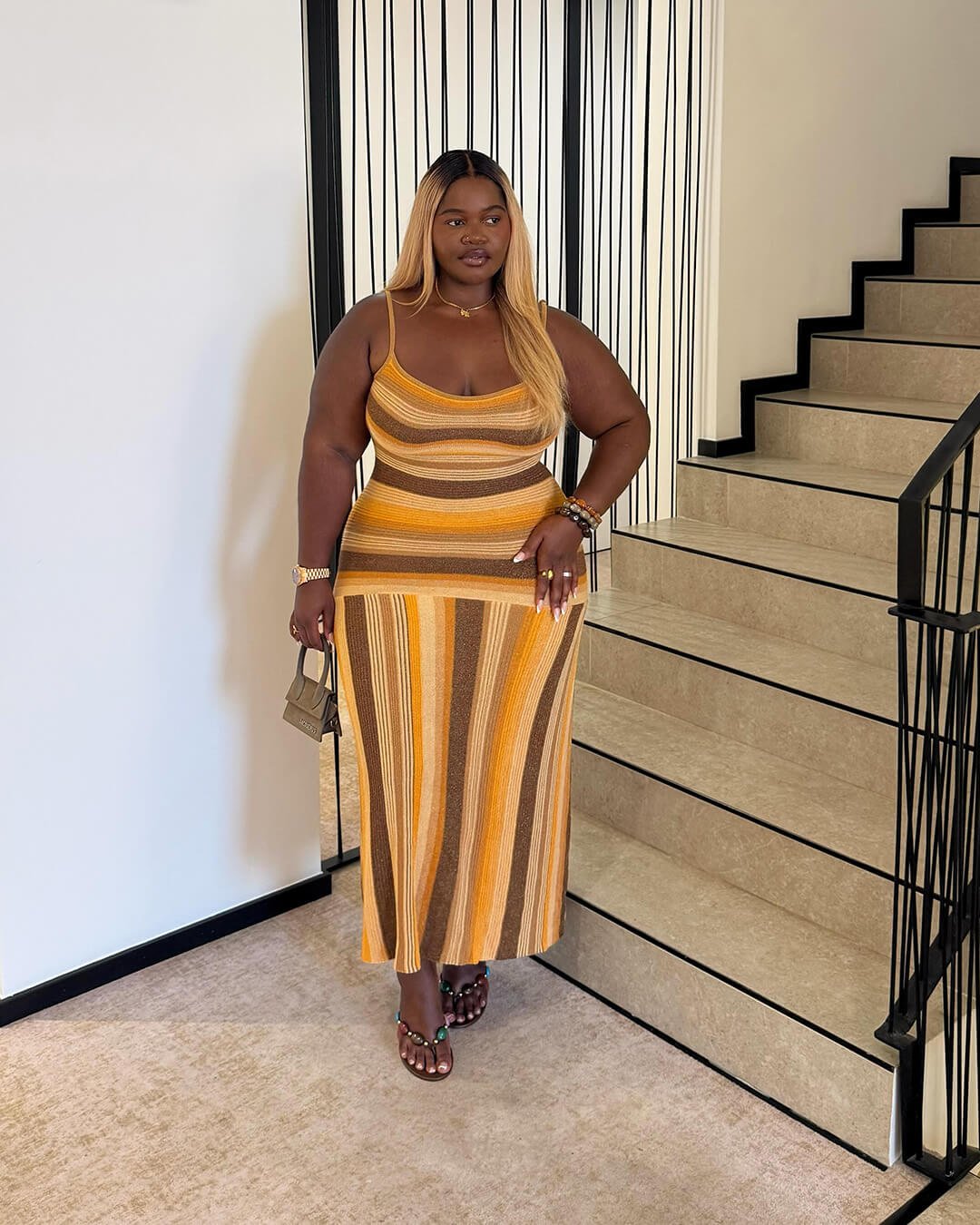 ZEYA - Olea Striped Knit Midi Dress