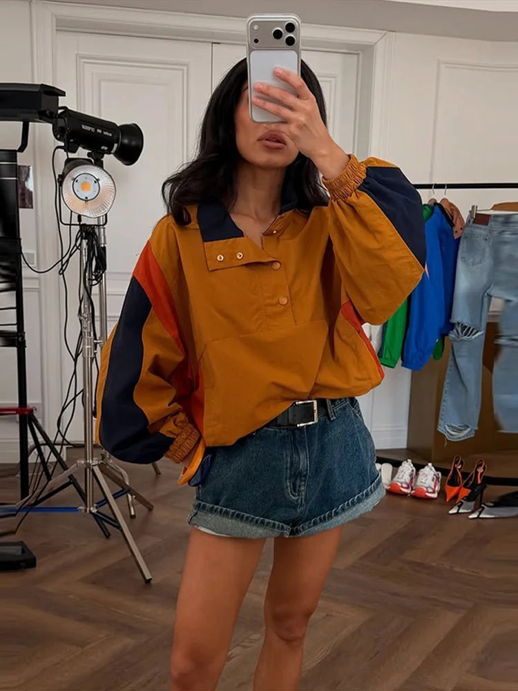 ZEYA - Olivia Oversized Colorblock Cropped Jacket